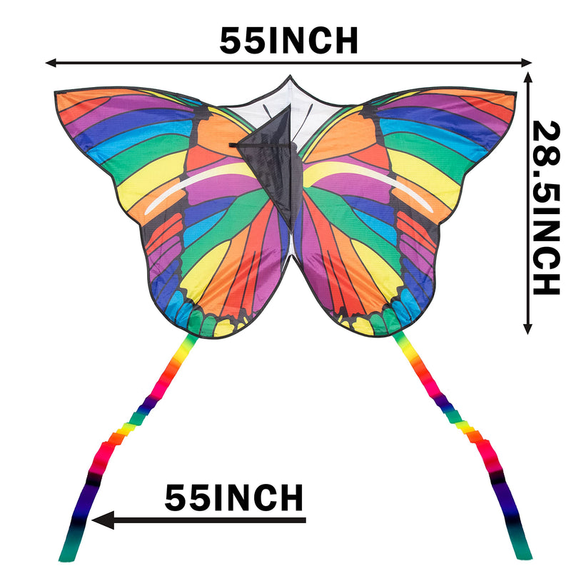 JEKOSEN 2022 Large Butterfly Kite for Kids and Adults Easy to Fly Single Line String with Tail for Beach Trip Park Family Outdoor Activities Stained Glass - BeesActive Australia