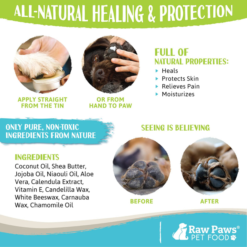 Raw Paws Pet Dog Paw Balm for Dogs & Cats, 4-oz - Natural Paw Balm Dogs - Cat Paw Balm - Paw Soother for Dogs - Paw Butter Balm for Dogs - Paw Cream for Dogs - Paw Pad Moisturizer - Paw Wax for Dogs - BeesActive Australia
