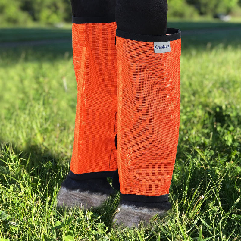 CareMaster Horse Leggins Fine Mesh Fly Boots Loose Fitting & Non-Slip Horse Fly Leggings No More Horsefly Nuisance Greatly Reduce Stomping Breathable with Natural Air Flow (Set of 4) Large Vibrant Orange - BeesActive Australia