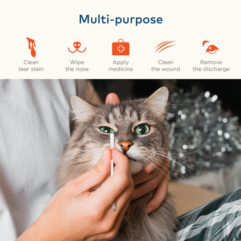 ARCA PET Cotton Swabs for Dogs Cats and Small Pets - Ear Cleaner Swabs with Long Plastic Handle - Ear Cleaning Supply for Puppies and Pets - Multipurpose Cotton Sticks for Pets Craft Makeup 100 Buds - BeesActive Australia