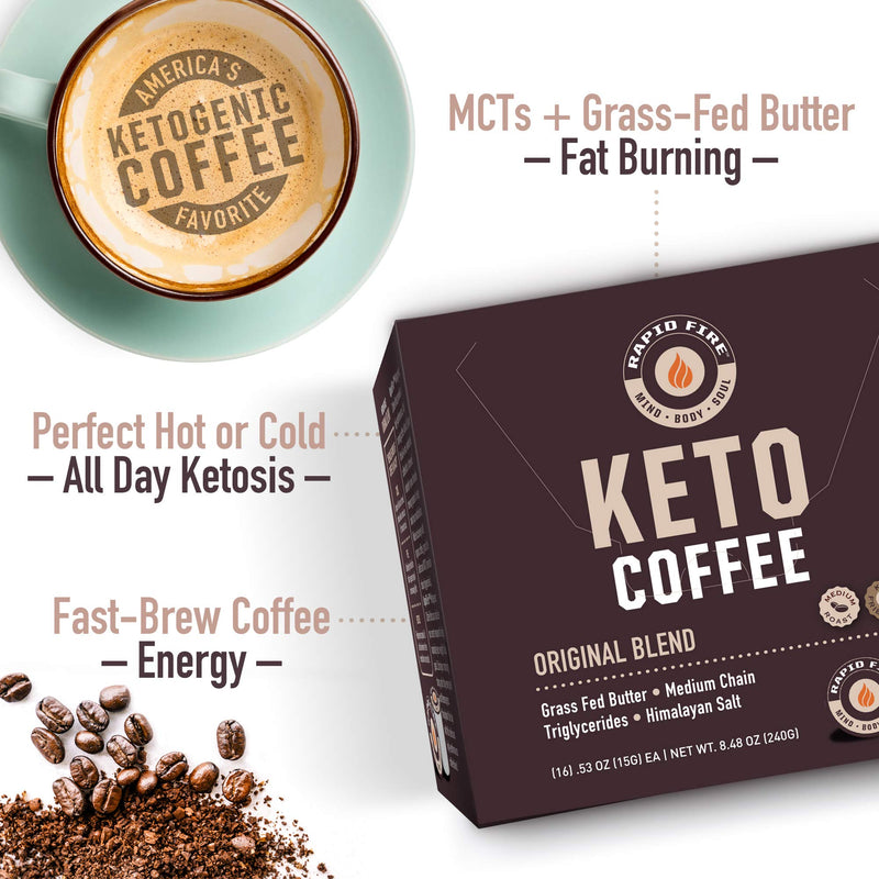 Rapid Fire High Performance Keto Coffee Pods, Supports Energy and Metabolism, Weight Loss, Ketogenic Diet 16 Single Serve K-Cup Pods, Original 16 Count (Pack of 1) - BeesActive Australia