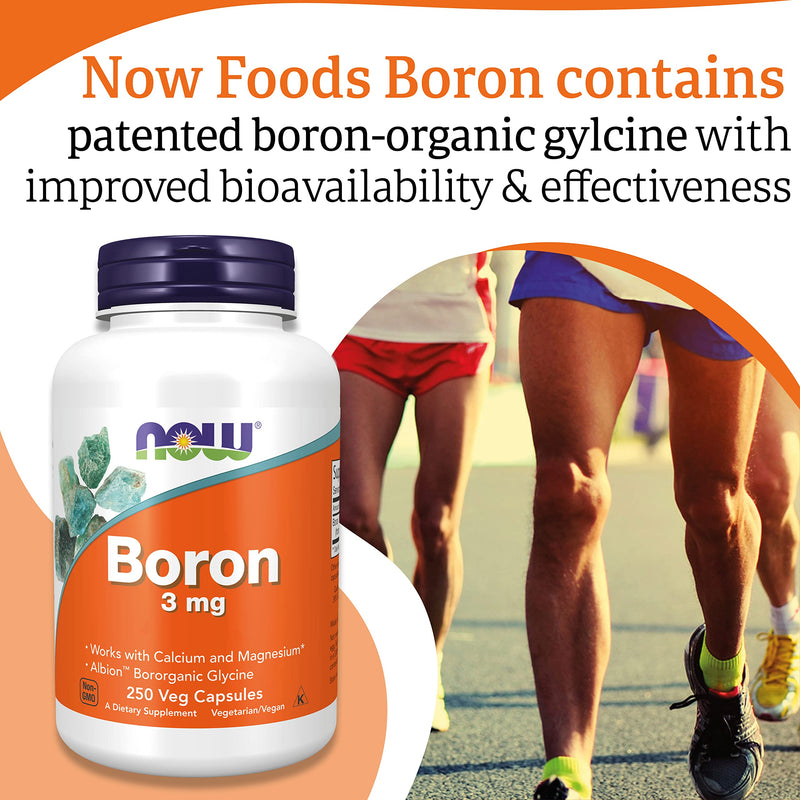 Now Foods, Boron, 3mg, 250 Vegan Capsules, Lab-Tested, Gluten Free, Soy Free, Non-GMO, Vegetarian - BeesActive Australia