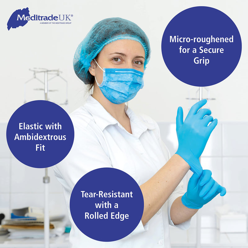 Meditrade 1283L | NextGen, Nitrile Examination Gloves, Large, N/S, P/F, Blue, x100 - BeesActive Australia