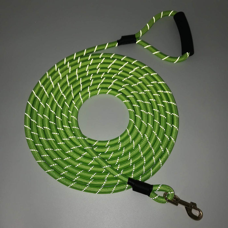 Shorven Nylon Strong Dog Rope Lead Reflective Training Dog Leash with Soft Handle 8-20 FT Long (Dia:0.5" 15FT) Green - BeesActive Australia