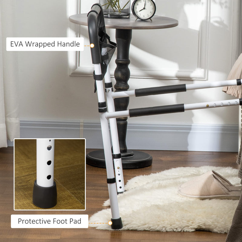HOMCOM Safety Bed Rail, Height Adjustable Bed Assist Rail with Storage Pocket, Grab Bar for Disabled and Senior, White - BeesActive Australia
