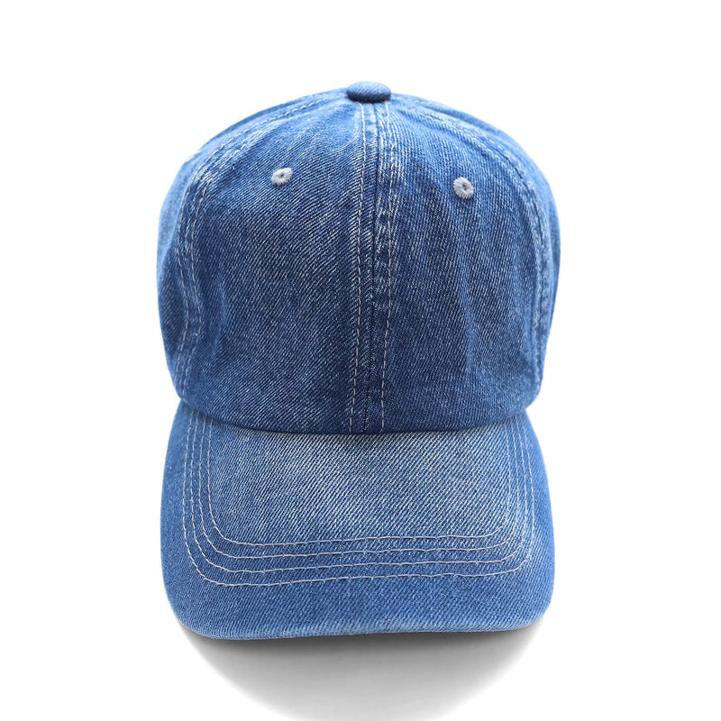 Dubinik Washed Distressed Cotton Denim Criss-Cross Ponytail Hat Baseball Cap Bundle Hair Tie Denim Blue-q - BeesActive Australia