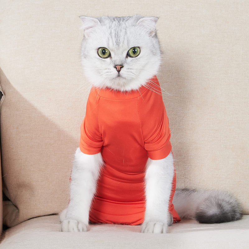 Dotoner Cat Recovery Suit After Surgery for Female Male Pet Surgical Pajamas Long Sleeve Prevent Shedding Recovery Snugly Suit&E Collar Alternative Onsies for Cats Medium Purple - BeesActive Australia
