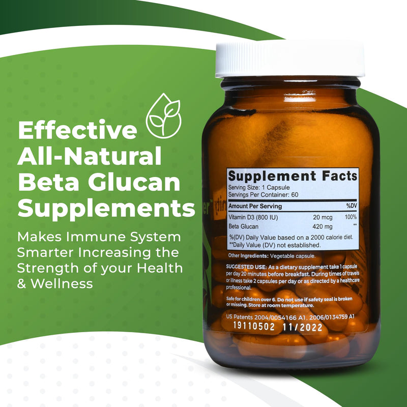 Bio Schwiiz Immunity Power Swiss Beta Glucan 1,3, 1,6 420 mg + Vitamin D | Clinically Proven Immune Support Supplement | 60 Vegan, Gluten-Free & Non-GMO Immune Boosters for Adults - BeesActive Australia