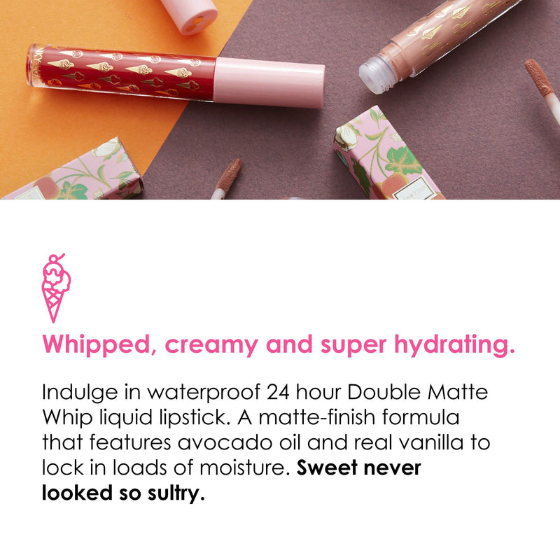 Winky Lux Double Matte Whip, Liquid Wet Lipstick, Long-Lasting Matte Lip Color, Hydrating Makeup with Vanilla and Avocado Oil, 0.14 Oz, Angel Foodcake - BeesActive Australia