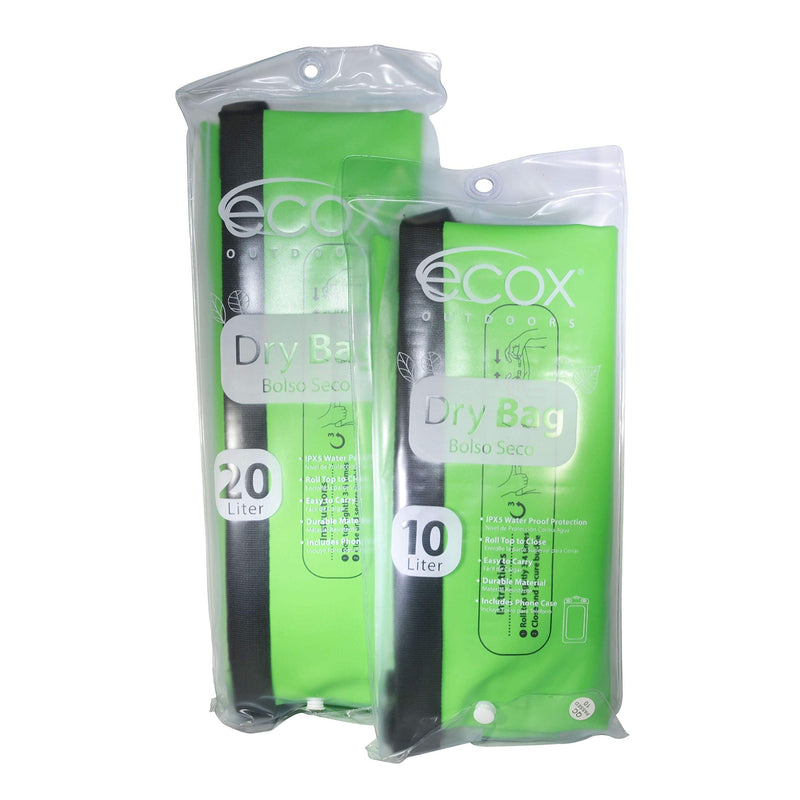 ecox Outdoors Waterproof Dry Bag for Outdoors Activities Includes Waterproof Phone Case Green 10L - BeesActive Australia