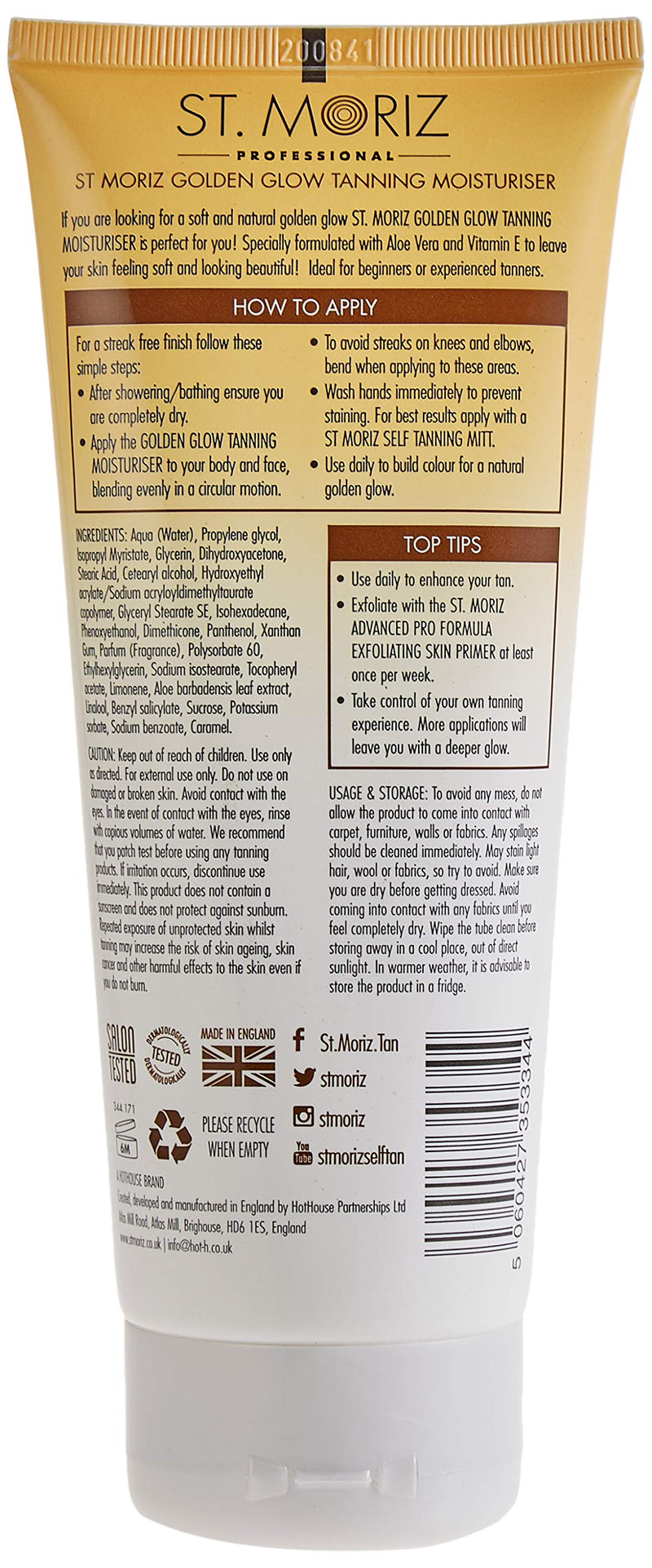 St Moriz Professional Daily Tanning Moisturiser with Aloe Vera, Vitamin E, Gradual Vegan Fake Tan, Light(200ml) - BeesActive Australia