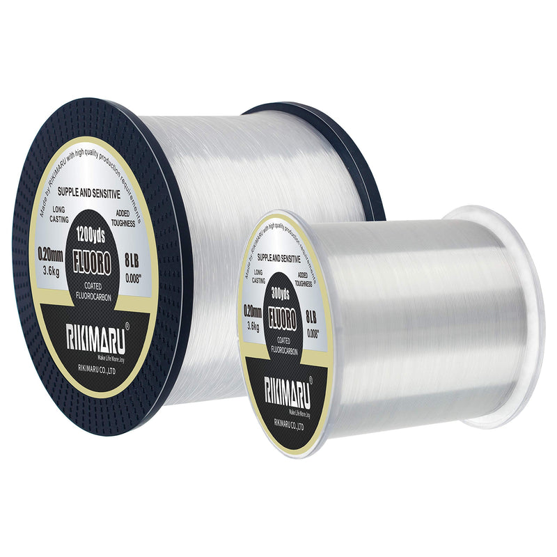 RIKIMARU Fluoro Fishing Line, 100% Soft Fluorocarbon Coated Fishing Line clear 10LB/0.28mm/1200Yds - BeesActive Australia