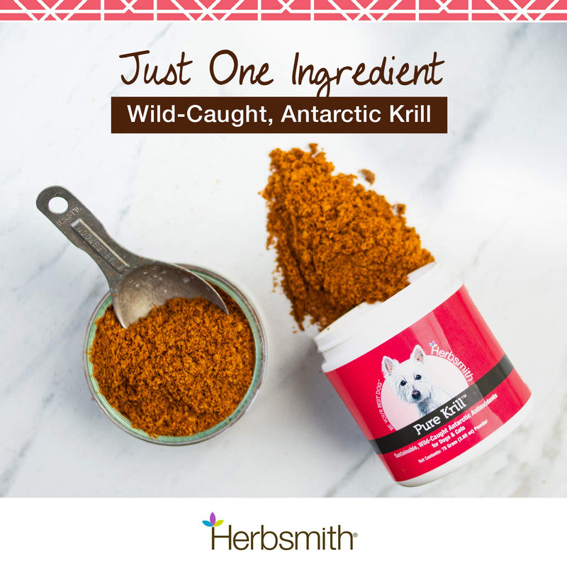 Herbsmith Pure Krill - Wild-Caught Antarctic Krill - Just 1 Ingredient - Astaxanthin for Dogs - Ready-to-Use Omega 3s 150g - BeesActive Australia