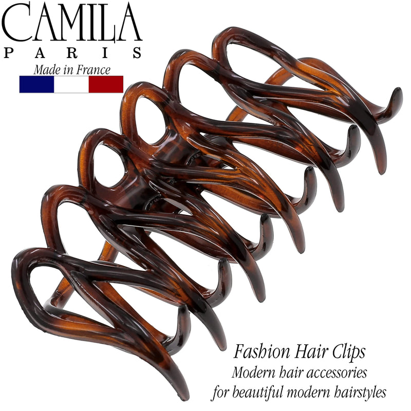 Camila Paris CP3519 French Large Hair Clips for Women Thick Hair for Long Wavy Curly Hair, Girls Hair Claw Clips Styling Big Hair Clip for Thick Hair, Strong Hold No Slip Grip Claw Clip Made in France Tortoise Shell 4" - BeesActive Australia