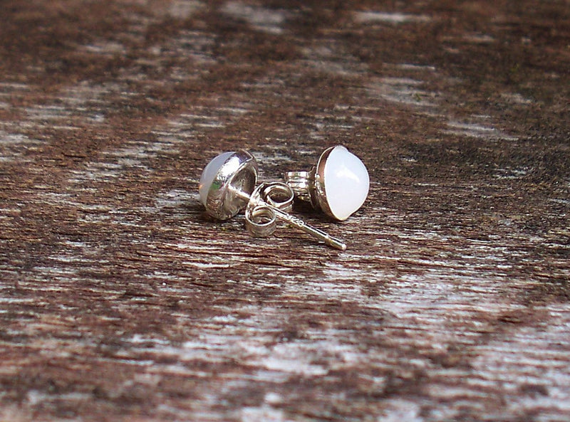 Recycled Vintage White Cold Cream Bottle Sterling Silver Post Earrings - BeesActive Australia