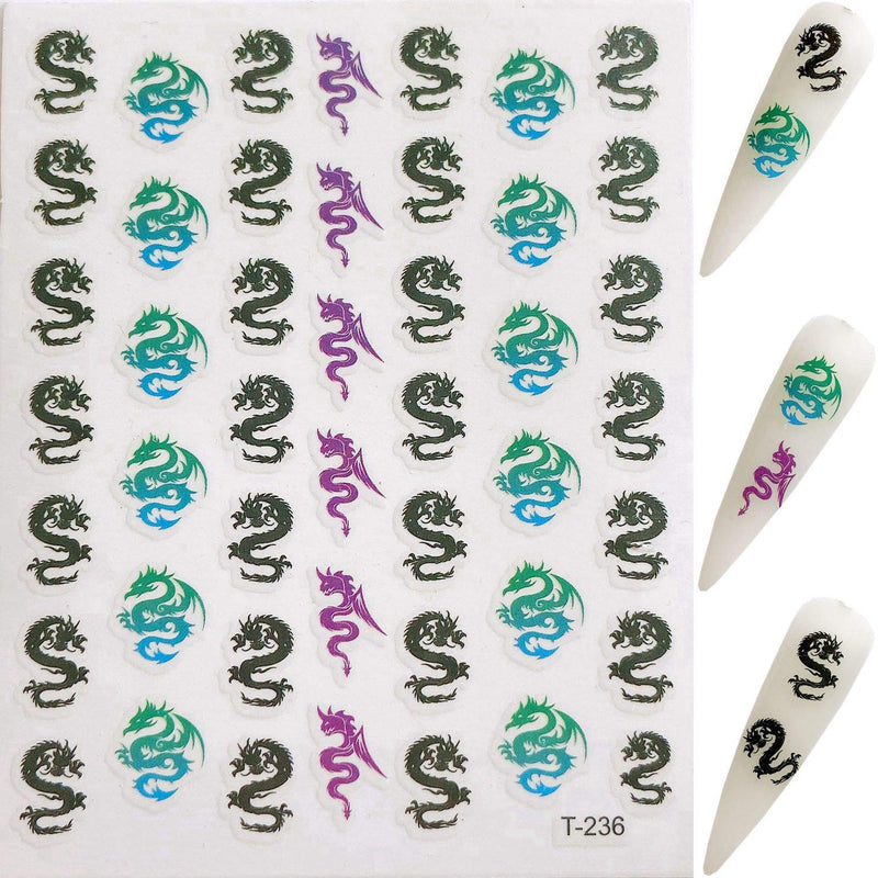 NAIL ANGEL 11Sheets Nail Art Adhesive Sticker Sheets Different Dragon Snake Shapes Nail Art Decoration 10256 - BeesActive Australia