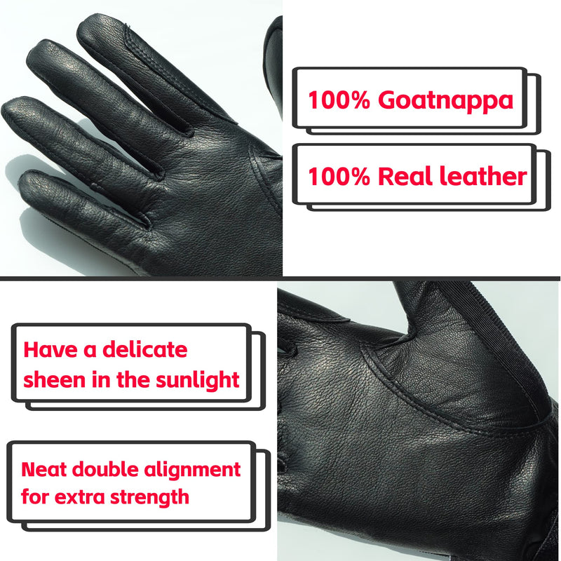 ONNAS 100% Leather Insulated Horse Riding Gloves for Women, Windproof Equestrian Riding Gloves for Ladyies, Breathable Horseback Riding Gloves for Girls Outdoor Cycling Driving Gardening Small Goat Leather Black - BeesActive Australia