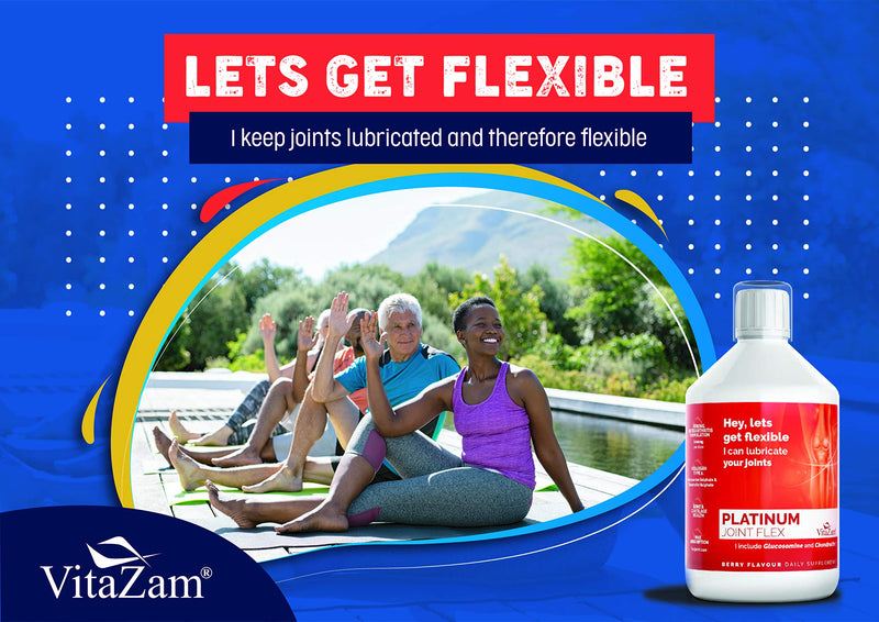 VitaZam Glucosamine and Chondroitin High Strength Platinum Joint Flex 500 ml Liquid MSM, Chondroitin Sulphates with Strong Osteoarthritis Formulation for Bones and Joint Health, Berry Flavour - BeesActive Australia