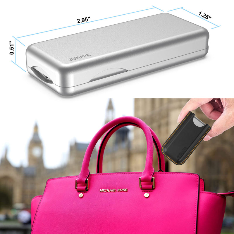JEINAPA Pill Cutter with Auto Centering Device, Aluminum Pill Splitter with 316L Stainless Blade, Genuine Leather Case, Professional Pill Splitter for Cutting Small Pills or Large Pills (Silver) Silver - BeesActive Australia