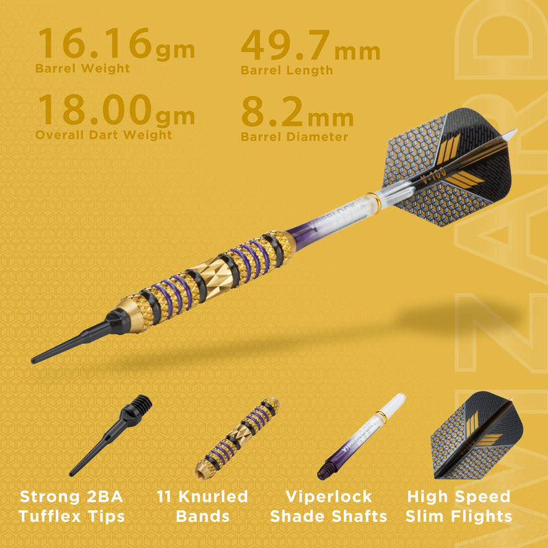 [AUSTRALIA] - Viper Wizard Soft Tip Darts, 18 Grams Purple Rings 