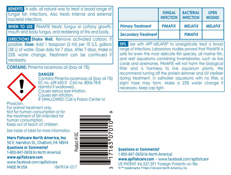 API PIMAFIX Fish remedy, Contains all-natural extract from West Indian Bay Trees to rapidly and safely treats fungal infections on fish body and fins, Use daily for a week when treating infections 4-Ounce - BeesActive Australia
