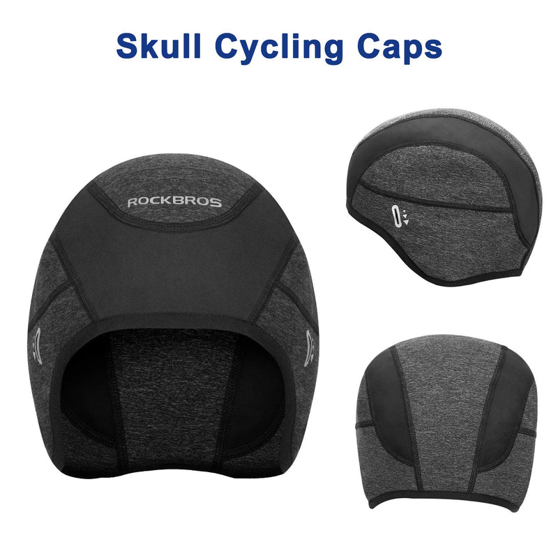 ROCK BROS Skull Cap Helmet Liner with Glasses Holes Winter Thermal Cycling Cap Beanie for Men Women Cycling Running Hiking Skiing Black - BeesActive Australia