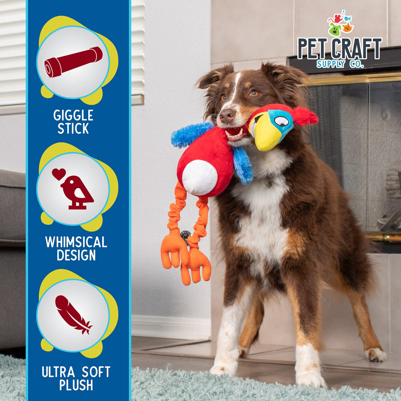 Pet Craft Supply Jiggle Giggle Dog Toys Funny Cute Giggling Sound Wiggly Shaking Tug Fetch Soft Chew Cuddle Plush Interactive Big Dog Toy for Medium to Large Breeds Multipack Boredom Relief Two Pack - Parrot & Puffin - BeesActive Australia