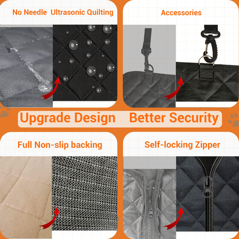 EasyHaWei Dog Car Seat Cover for Back Seat 600D Scratchproof Nonslip Durable Waterproof Cars Pet Backseat Covers with Mesh Window Dogs Hammock for Car，SUV, Truck (Black) - BeesActive Australia