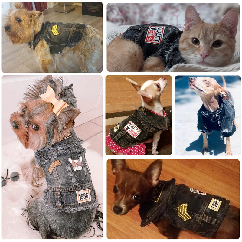 DOGGYZSTYLE Pet Vests Dog Denim Jacket Hoodies Puppy Jacket for Small Medium Dogs XX-Large (Pack of 1) Black print - BeesActive Australia