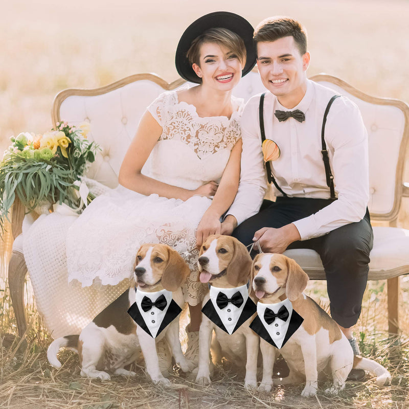 ADOGGYGO Formal Dog Tuxedo Wedding Dog Bandana Collar Dog Collar with Bow Tie Adjustable Dog Bowtie Collar Bandana for Small Medium Large Dog Pet Black - BeesActive Australia