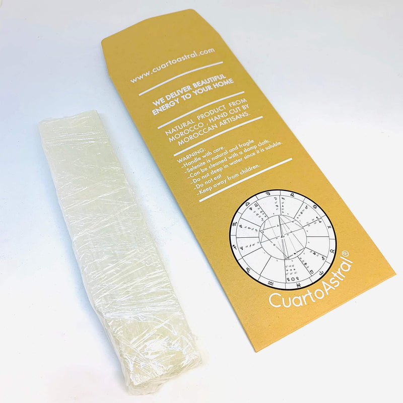 Selenite Crystal Stick by CuartoAstral 7-8.5" long 1-2" wide white healing stone strong protection power ? Selenite Crystal packaged ready for gift ? Selenite Stick charging plate for other crystals - BeesActive Australia