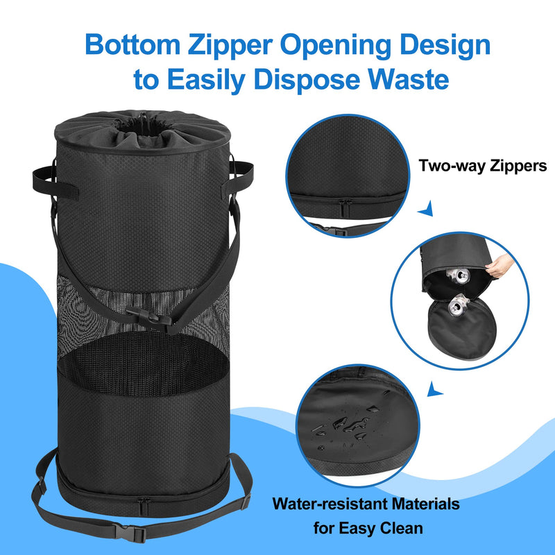 Fasrom Boat Trash Bag with Zipper Bottom for Easy Disposal, Black (Empty Bag Only, Patented Design) - BeesActive Australia