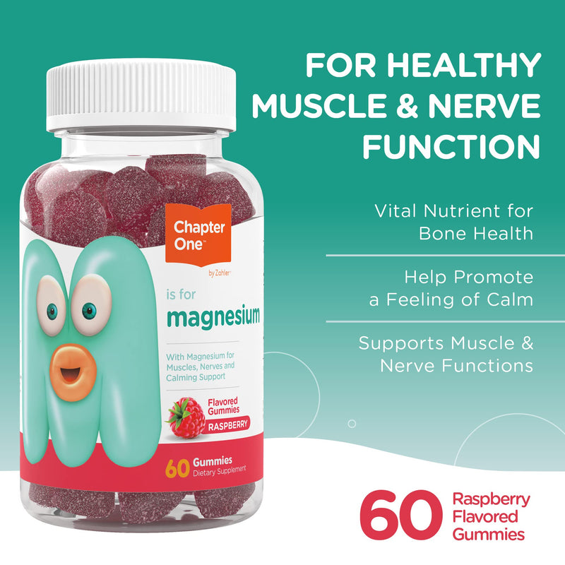 Chapter One Magnesium Gummies, Calm Gummies for Kids and Adults, Kosher (Raspberry 60 Count) - BeesActive Australia