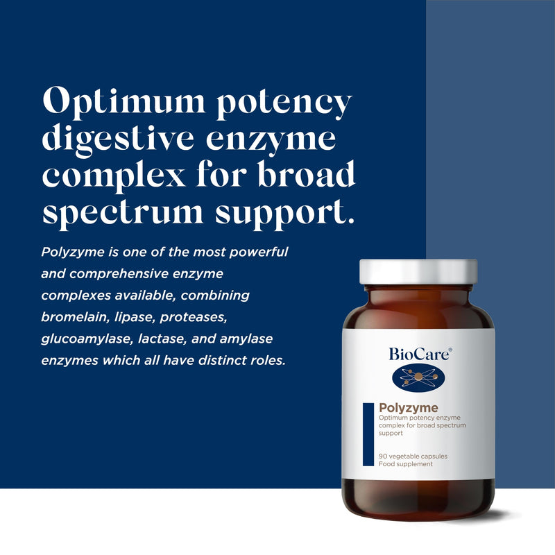BioCare Polyzyme Forte | Enzyme Complex for Broad Spectrum Support with Bromelain, Lipase, Protease and Amylase | Vegan Friendly - 90 Capsules - BeesActive Australia