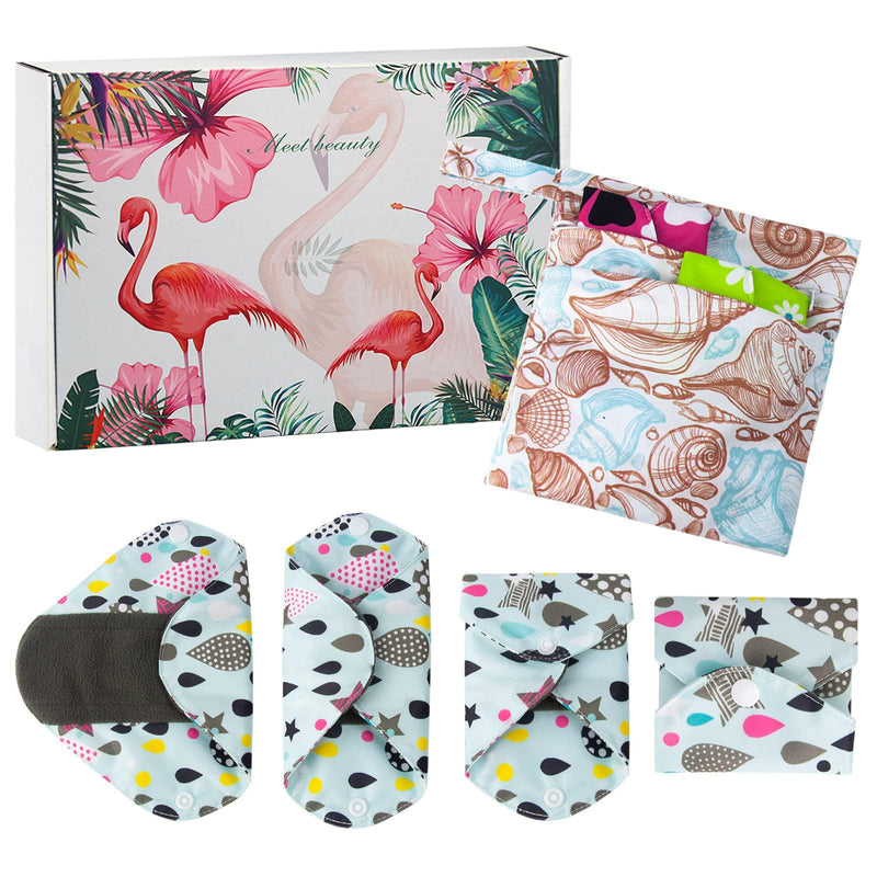 6PCS Small Cloth Menstrual Pads for Light Flow, Washable Bamboo Sanitary Pad and 1 Wet Bag(S 8 inch) S (Pack of 6) - BeesActive Australia