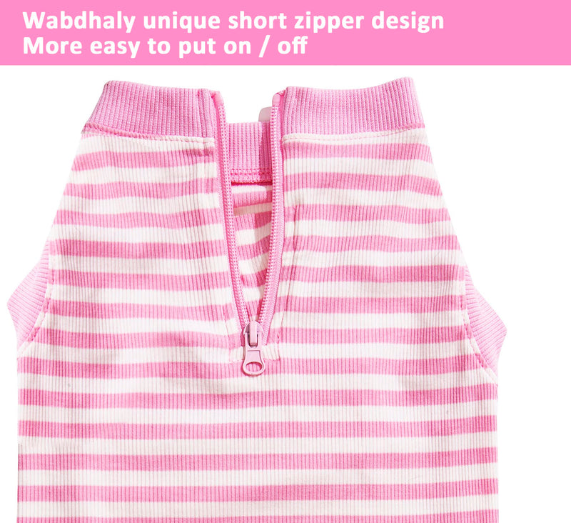 Wabdhally Dog Surgery Recovery Suit,Surgical Suit for Dogs Small Medium Large Female Spay Male Neuter,Combed Cotton,Striped Pink Blue Grey Recovery Suit Pink-White Striped - BeesActive Australia