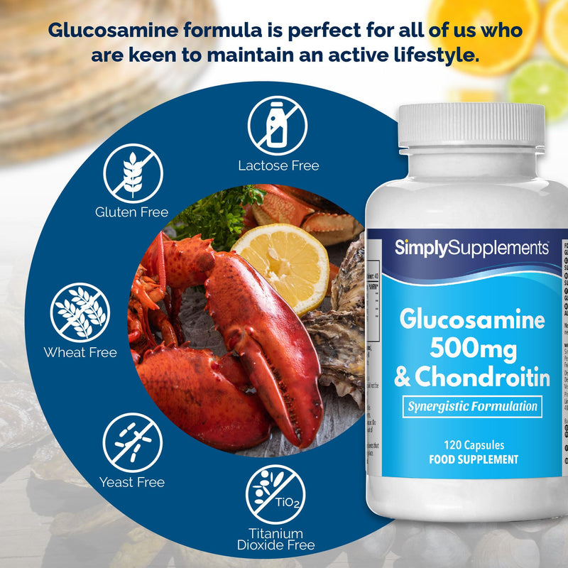 Glucosamine and Chondroitin | 120 Glucosamine 500mg & Chondroitin Capsules | Manufactured in The UK - BeesActive Australia