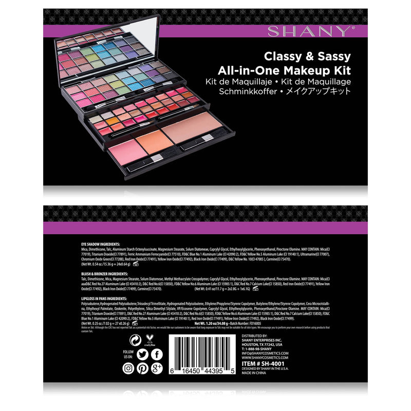 SHANY Classy & Sassy All-in-One Makeup Kit with Mirror, Applicators, 24 Eye Shadows, 18 Lip Glosses, 2 Blushes, and 1 Bronzer. - BeesActive Australia