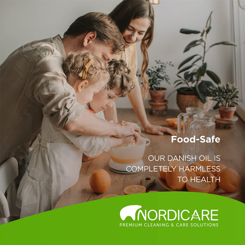 Danish Oil for Wood by Nordicare - Danish Oil Underlines The Natural Structure of The Wood (Oak, Cherry, Pine and More) - Wood Oil for Wooden Worktops - Made in Denmark (500ml) 500 ml - BeesActive Australia