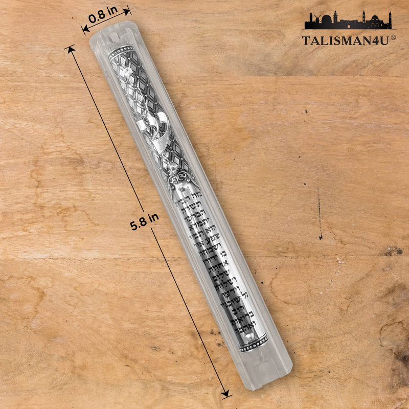 TALISMAN4U Transparent Jewish Mezuzah Case with Scroll Hebrew Home Blessing Silver Ornament Classic Israel Judaica Door Mezuza 5 Inch - BeesActive Australia