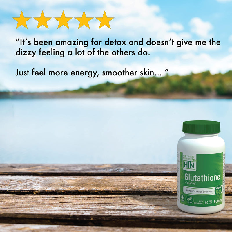 Health Thru Nutrition Glutathione Reduced 500mg | for Radiant Skin, Liver Support & Natural Detox | Vegan, Fermented, Non-GMO, Soy Free & Gluten Free Antioxidant Supplement - 60 Caps - BeesActive Australia