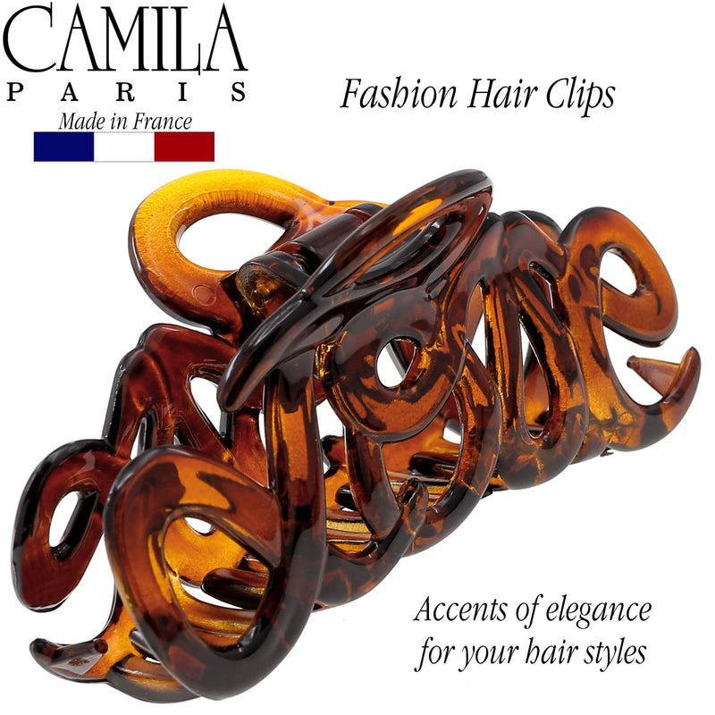 Camila Paris CP1380 French Hair Clip for Women, 3.25 inch Girls Hair Claw Clips Jaw Tortoise Cellulose, Fashion Durable and Styling Hair Accessories for Women, Strong Hold No Slip Grip, Made in France 3.23 Inch (Pack of 1) Brown - BeesActive Australia