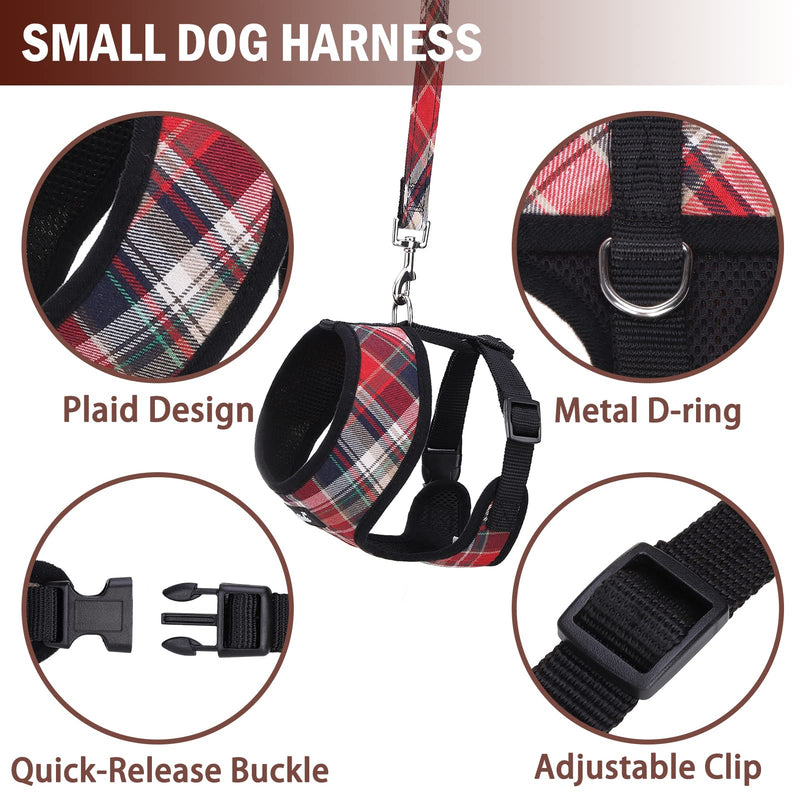 PUPTECK Soft Mesh Dog Harness Pet Puppy Cat Comfort Padded Vest No Pull Harnesses Small Red Mixed - BeesActive Australia