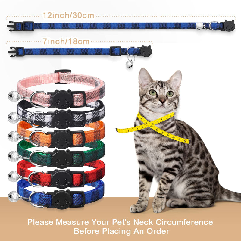 Extodry 6 Pack Classic Plaid Cat Collars with Bells - Breakaway Kitten Collar and Adjustable 7-12in,Cute Kitty Collar for Girl Boy Cats,Pet Gifts,Accessories,Supplies,Stuff 7''-12'' - BeesActive Australia