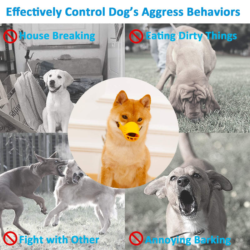 Dog Muzzle, Soft Duck Silicone Mouth Cover with Adjustable Strap for Small Medium Dogs, Best to Prevent Barking, Biting, and Chewing XL Yellow - BeesActive Australia