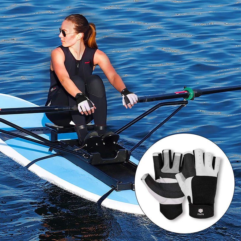 FitsT4 Sailing Gloves 3/4 Finger and Grip Great for Sailing, Yachting, Paddling, Kayaking, Fishing, Dinghying Water Sports for Men and Women black Medium - BeesActive Australia