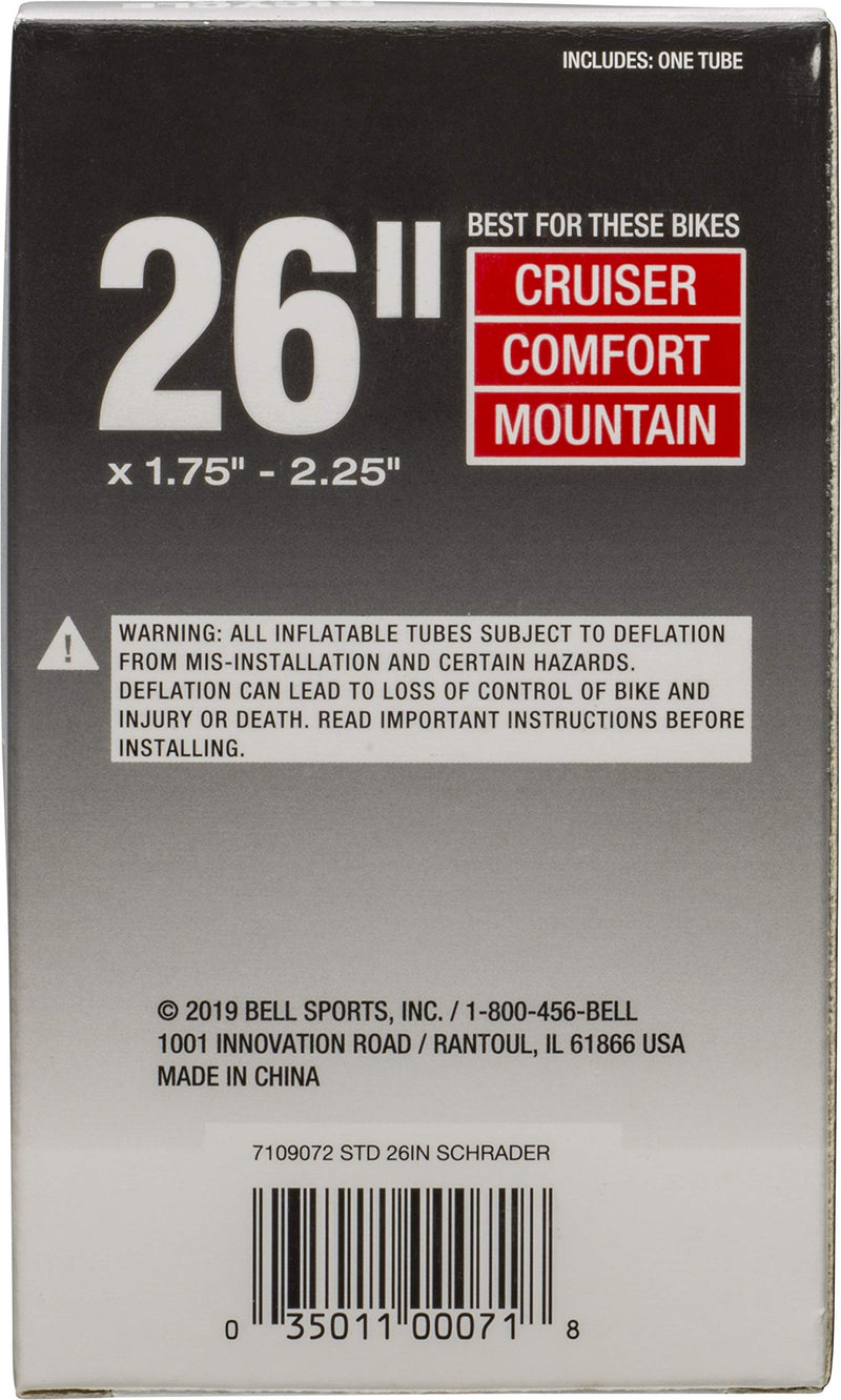 Bell Standard and Self Sealing Bike Tubes Tube 26"x1.75-2.25" Schrader - BeesActive Australia
