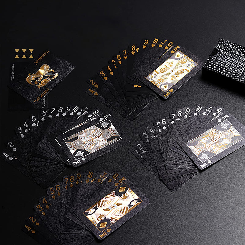 JOOTUEPO Black Poker Playing Cards, HD Shining Diamond Deck of Cards, Waterproof Playing Cards, Use for Party and Game - BeesActive Australia