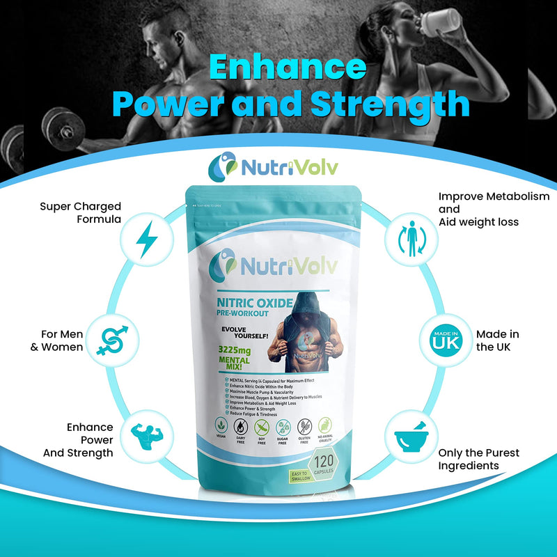 Nitric Oxide L-Arginine 100% Pre Workout Supports Athletic Performance and Muscle Building | 120 Capsules - BeesActive Australia
