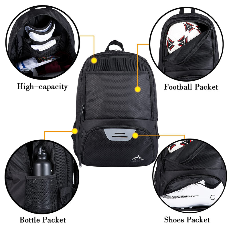 Himal Outdoors Soccer Bag-Backpack for Soccer,Backpack for Football & Volleyball & Handball,Sports Bag with Separate Cleat and Ball Holder black - BeesActive Australia